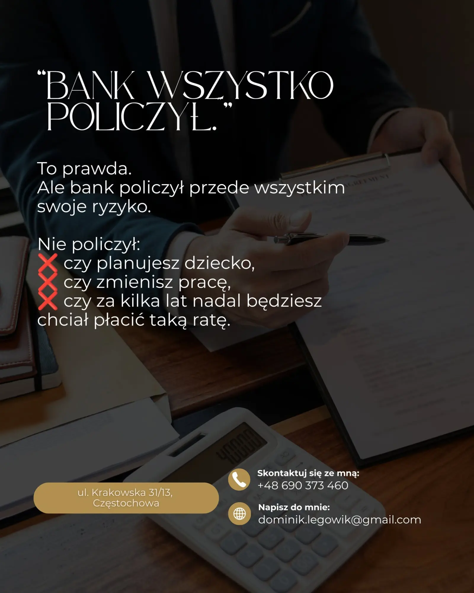 Bank liczy ryzyko kredytu hipotecznego